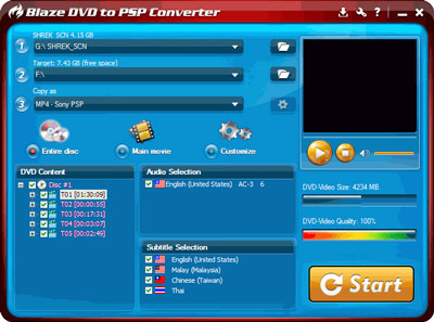 BlazeVideo DVD to PSP Converter